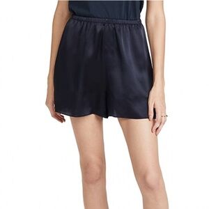 New Vince Satin Pull On Shorts with Pockets Dark Navy Blue Coastal Old Money XL